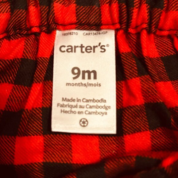 Carter’s Baby Girl Buffalo Plaid Top & Black Leggings Outfit Set 9M - Picture 4 of 6